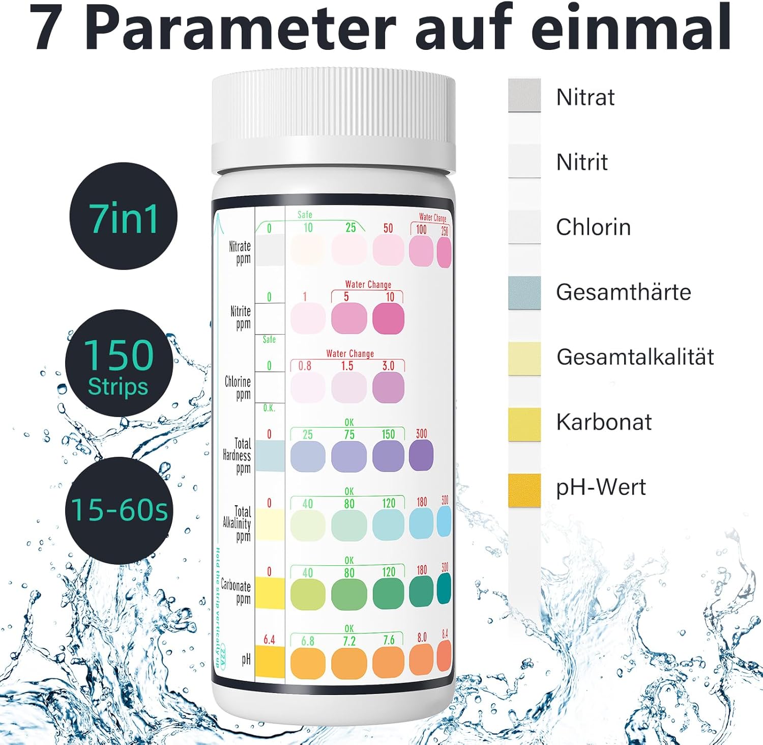 Thumbnail 1 de RUNBO 7 in 1 Aquarium-Teststreifen 150 Stück 🐠