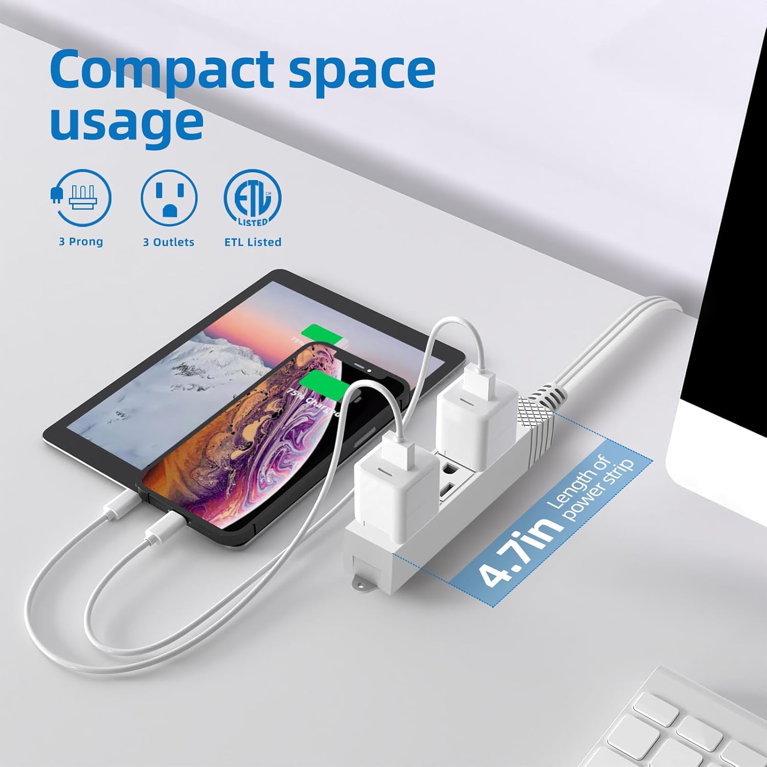 Thumbnail 5 de TiFFCOFiO Flat Plug Extension Cable 6ft