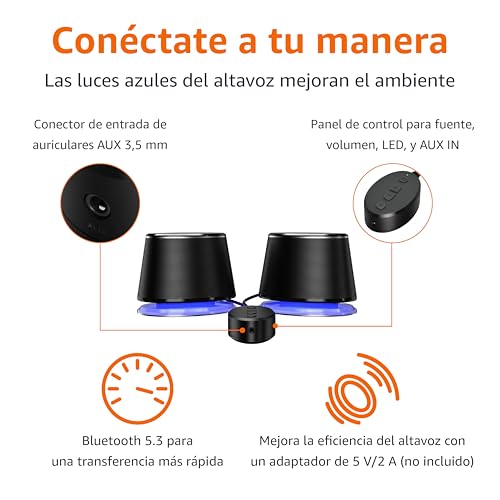 Thumbnail 1 de Amazon Basics Altavoces Bluetooth y USB con luz azul 🎵