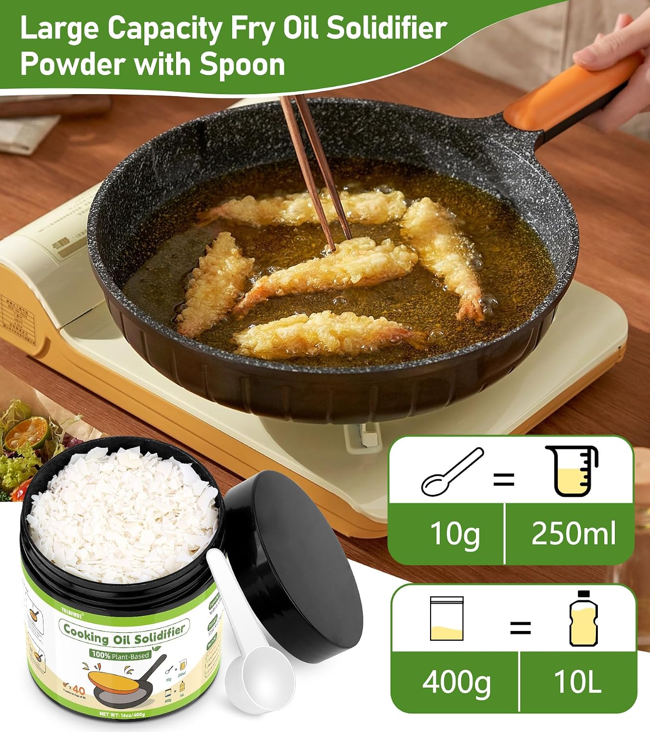 Detalle 1 de YULOFMVE Cooking Oil Solidifier Powder, 14 oz
