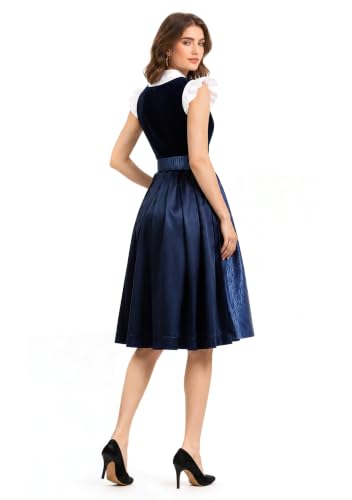 Detalle de Dirndl Damen Midi Dirndlkleid Lang Samt Trachtenkleid 3 Teilig von XIVIVII