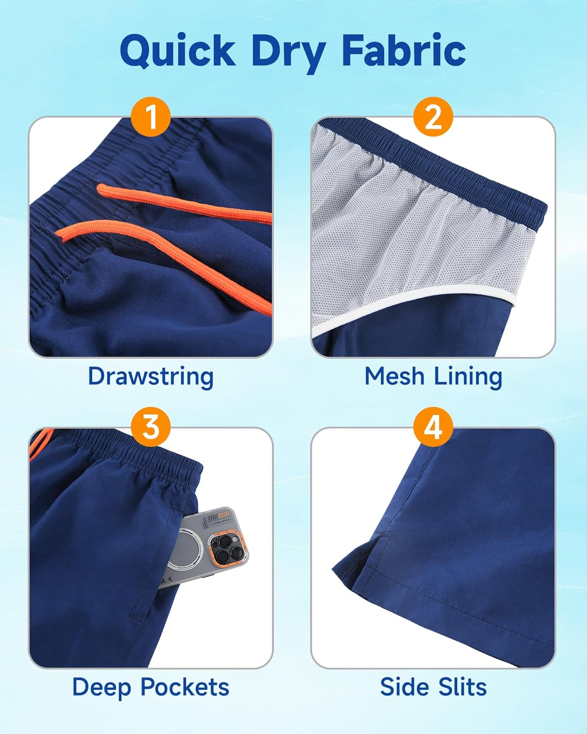 Thumbnail 3 de SIHOHAN Mens Long Swimming Shorts with Quick Dry Fabric and Mesh Lining
