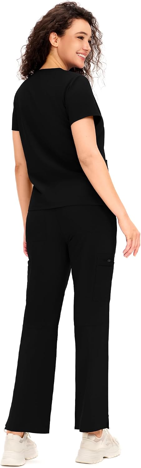 Thumbnail 1 de COZYFIT Women's Scrubs: V-Neck Top, Cargo Straight-Leg Pants, 12 Pockets
