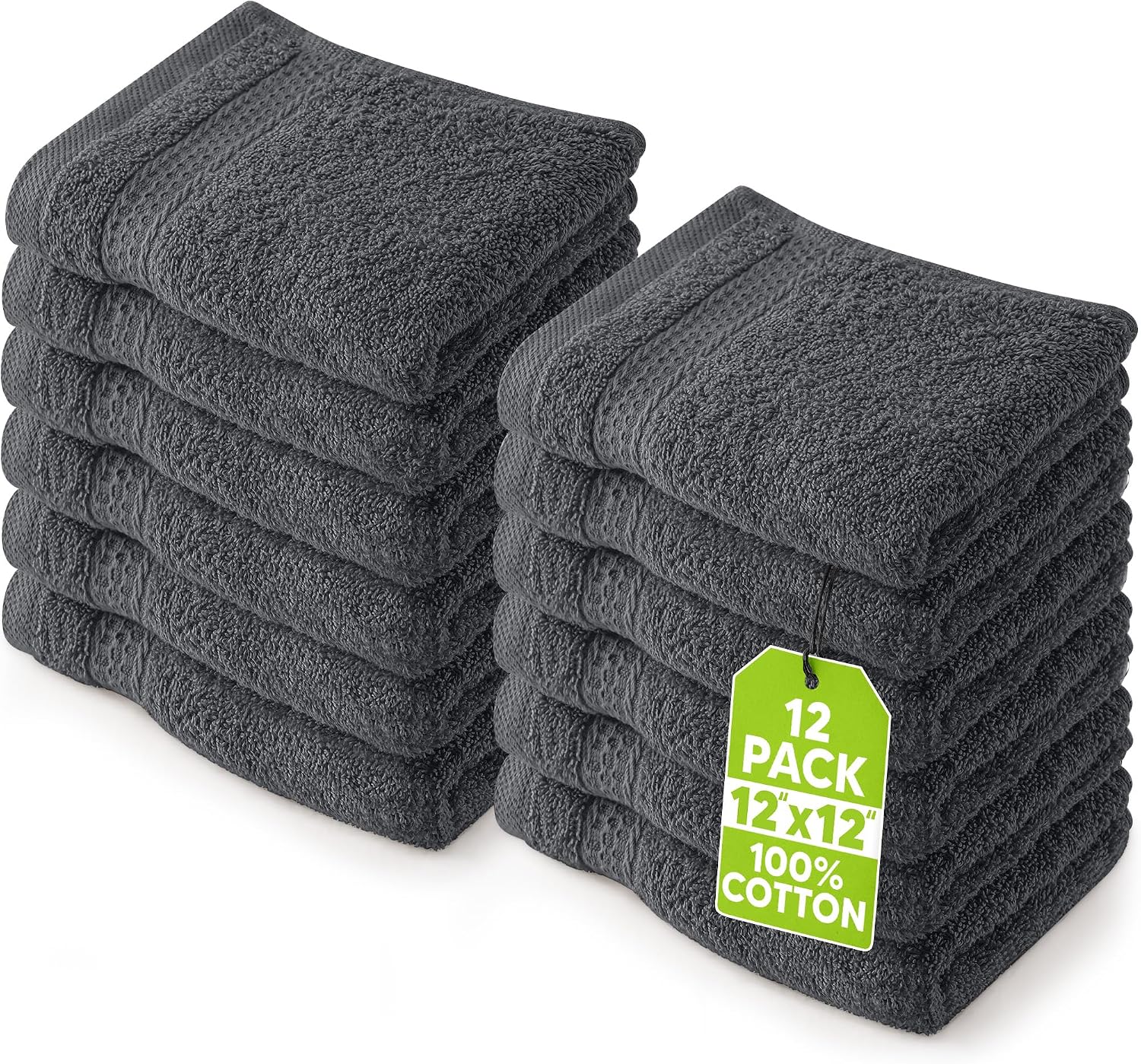 Detalle de Utopia Towels UTLUX1313GRAY12 Washcloths, 12-Pack, Grey, 600 GSM Cotton