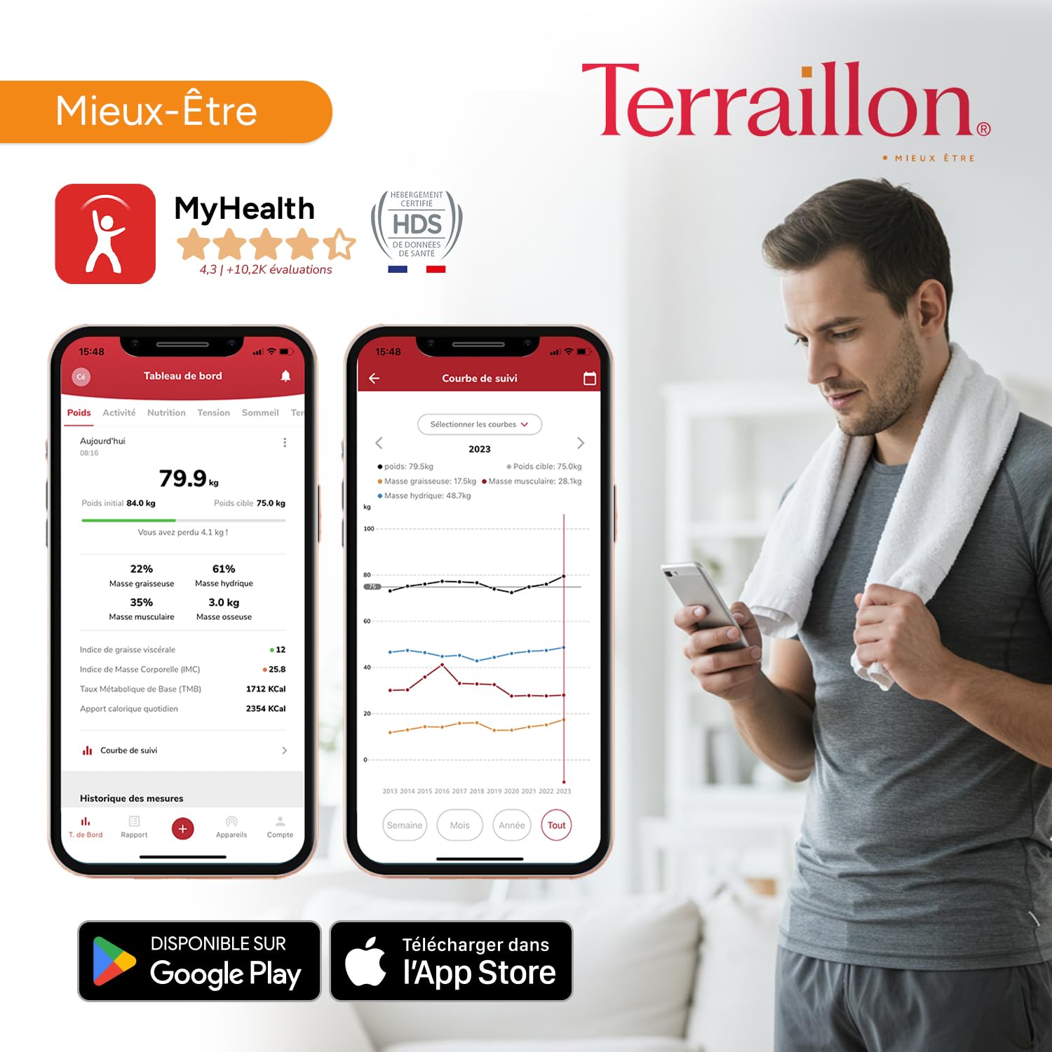 Detalle 2 de TERRAILLON WEIGHT CONNECT balance connectée 180 kg ⚖