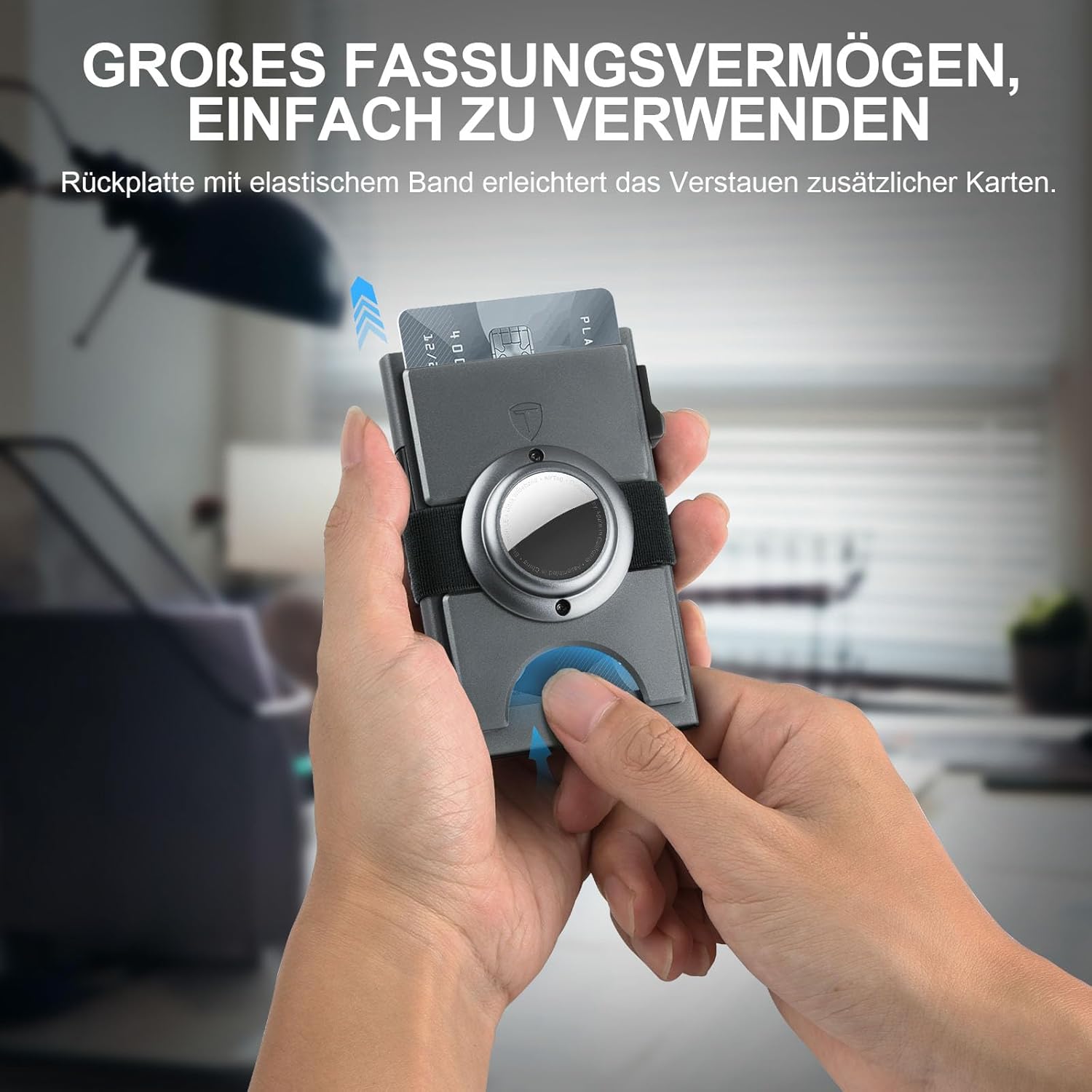 Thumbnail 2 de TOYFID Herren Kartenetui mit AirTag Steckplatz – 12 Karten, Aluminium, Grau