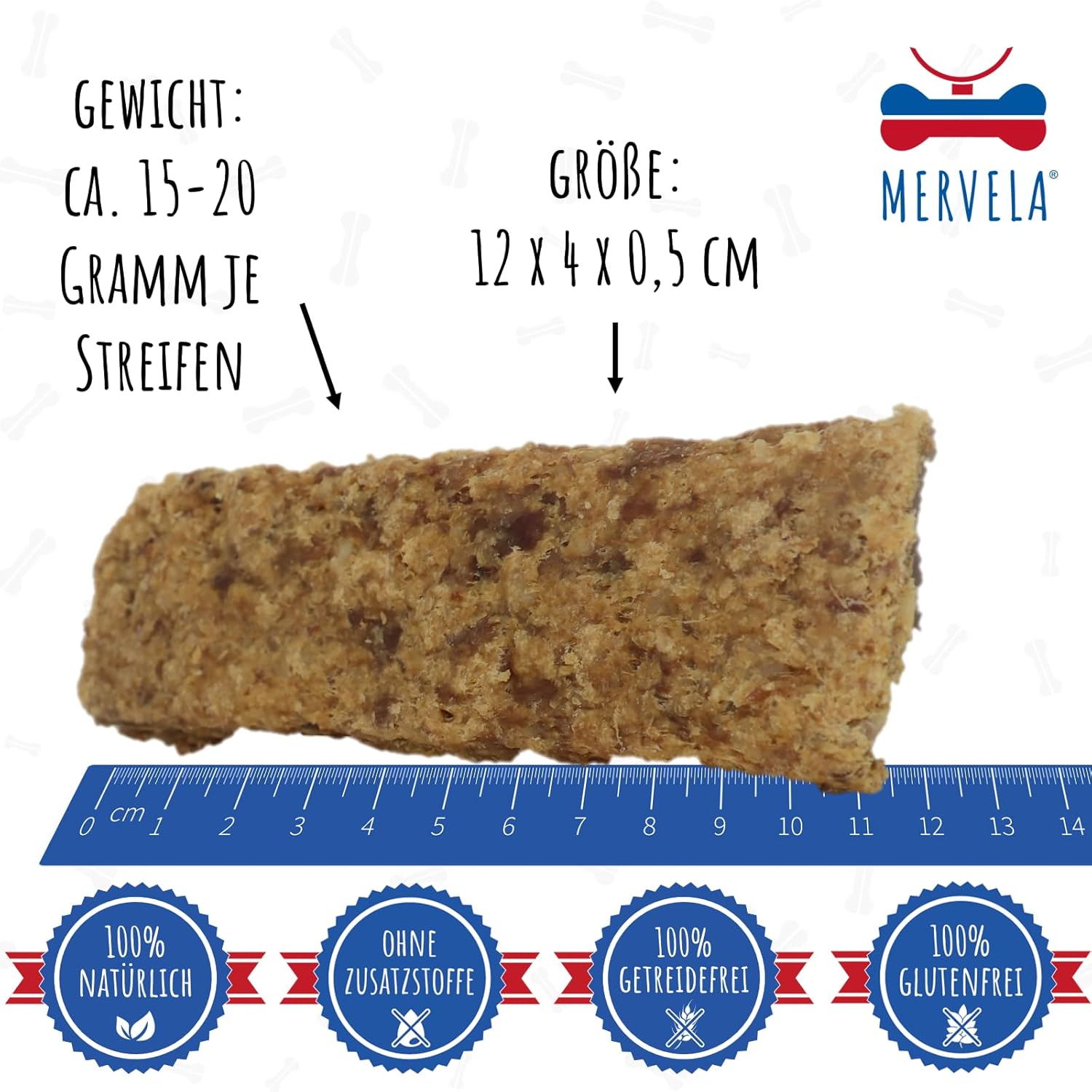 Thumbnail 4 de MERVELA Rind Fleischstreifen – 500 g, getreidefrei, hypoallergen, für sensible Hunde