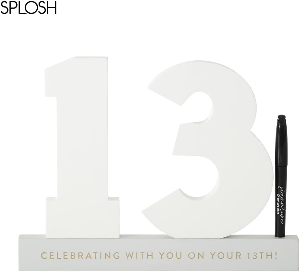 Thumbnail 1 de Splosh 13 Signature Numbers with Stand – personalised 13th birthday decoration with black pen