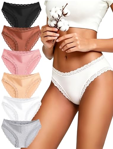 Detalle de Sth Big Culotte Femme Coton avec Dentelle – Lot de 6, Confort et Élégance au Quotidien