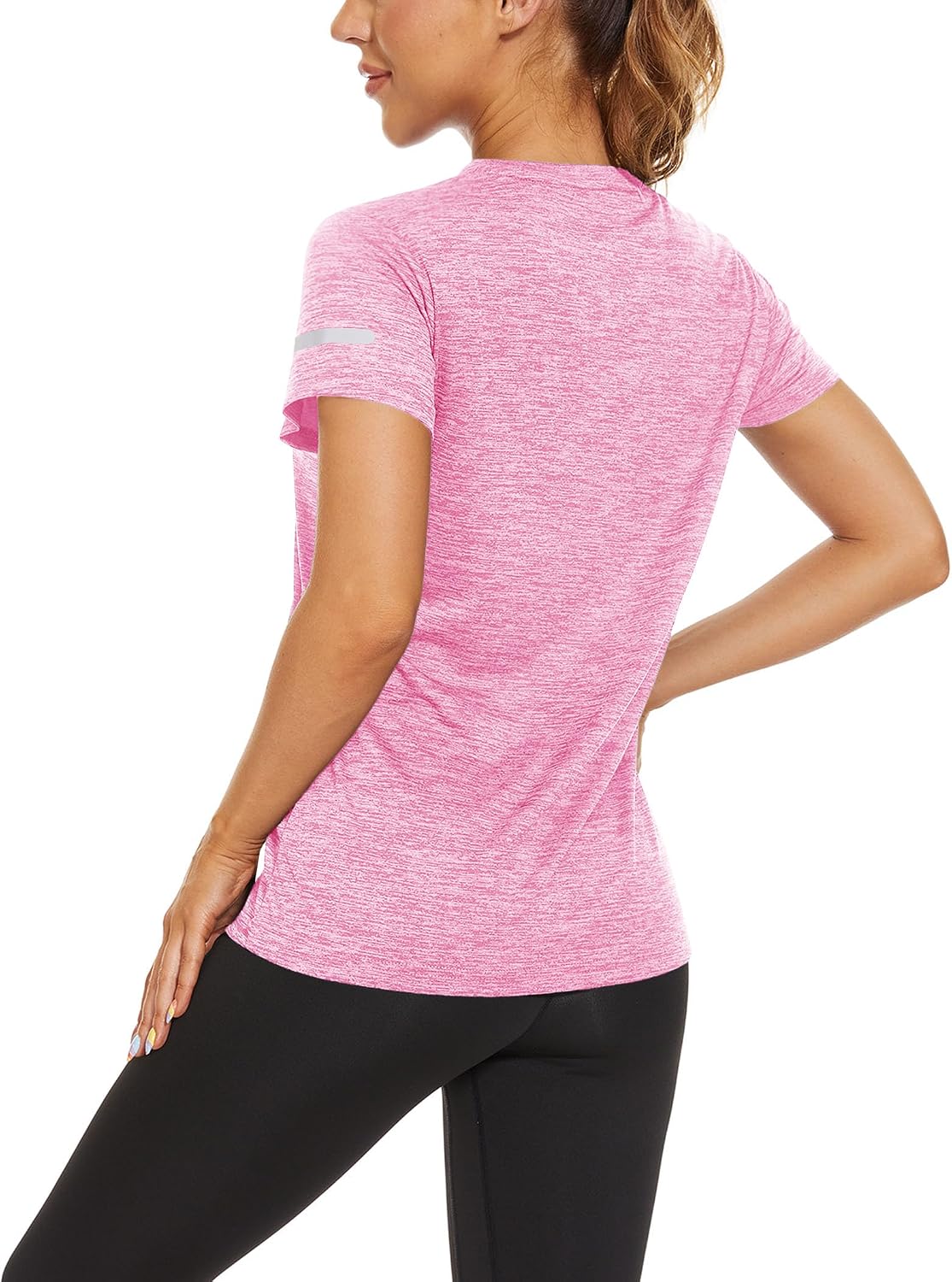 Detalle de KEFITEVD Women's Short Sleeve Gym T-Shirt: Lightweight Quick-Dry Activewear for Training