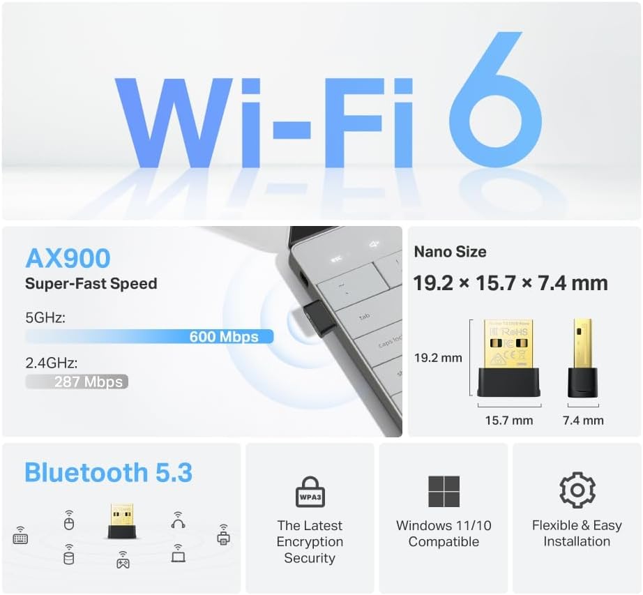 Thumbnail 1 de TP-Link Archer TX10UB Nano AX900Mbps WiFi 6 USB dongle with Bluetooth 5.3 (Plug & Play)