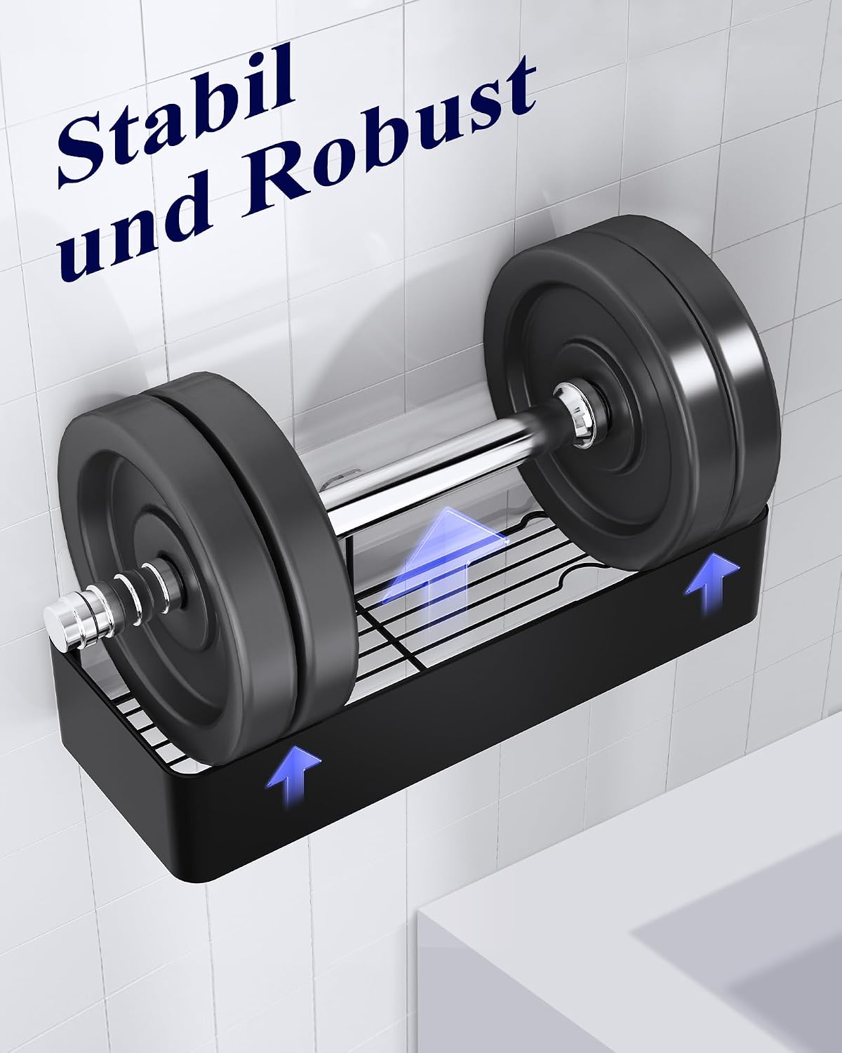 Detalle de Kitsure Duschablage ohne Bohren – 2 Stück rostfrei, große Kapazität, schnell trocknend