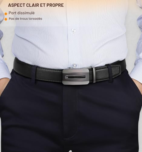 Thumbnail 6 de BULLIANT Ceinture Homme – Ceinture automatique en cuir noir 35 mm, taille réglable, boîte cadeau