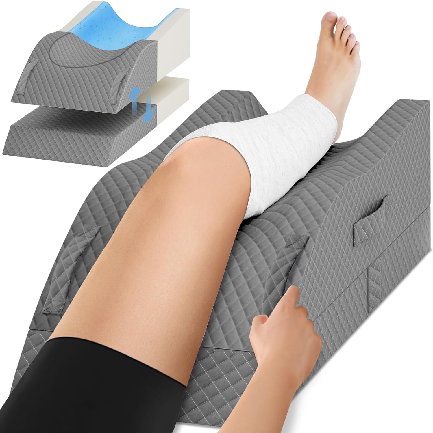 Detalle de TranquilRelax Single-Leg Elevation Pillow, Memory Foam with Adjustable Height