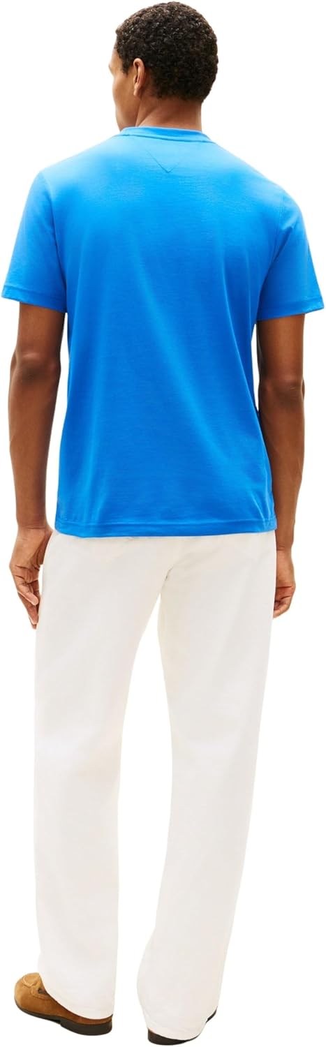 Detalle 2 de Tommy Hilfiger Herren T-Shirt Kurzarm Rundhalsausschnitt – schlichtes Basic mit Label