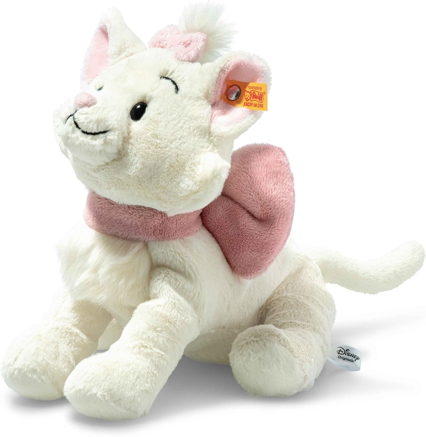 Detalle de Steiff 24658 Katze Marie (24 cm) – Soft Cuddly Friends im Disney-Look, Weiß/Rosa