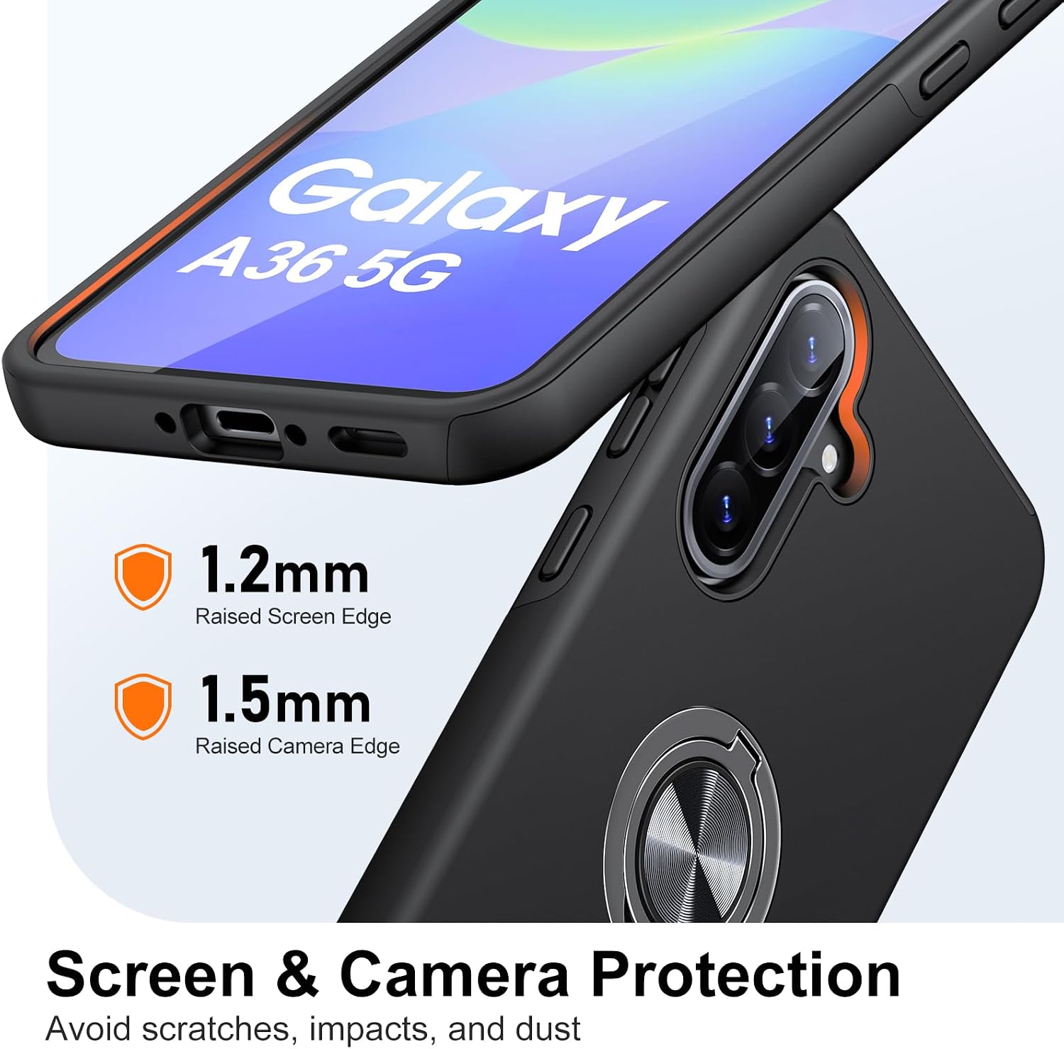 Detalle 2 de AOUIA Samsung A36 5G case 360° stand