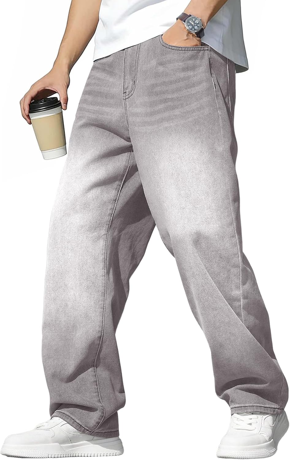 Detalle de JMIERR Jeans Herren Baggy – Stretch-Vintage Jeanshose, Loose Fit