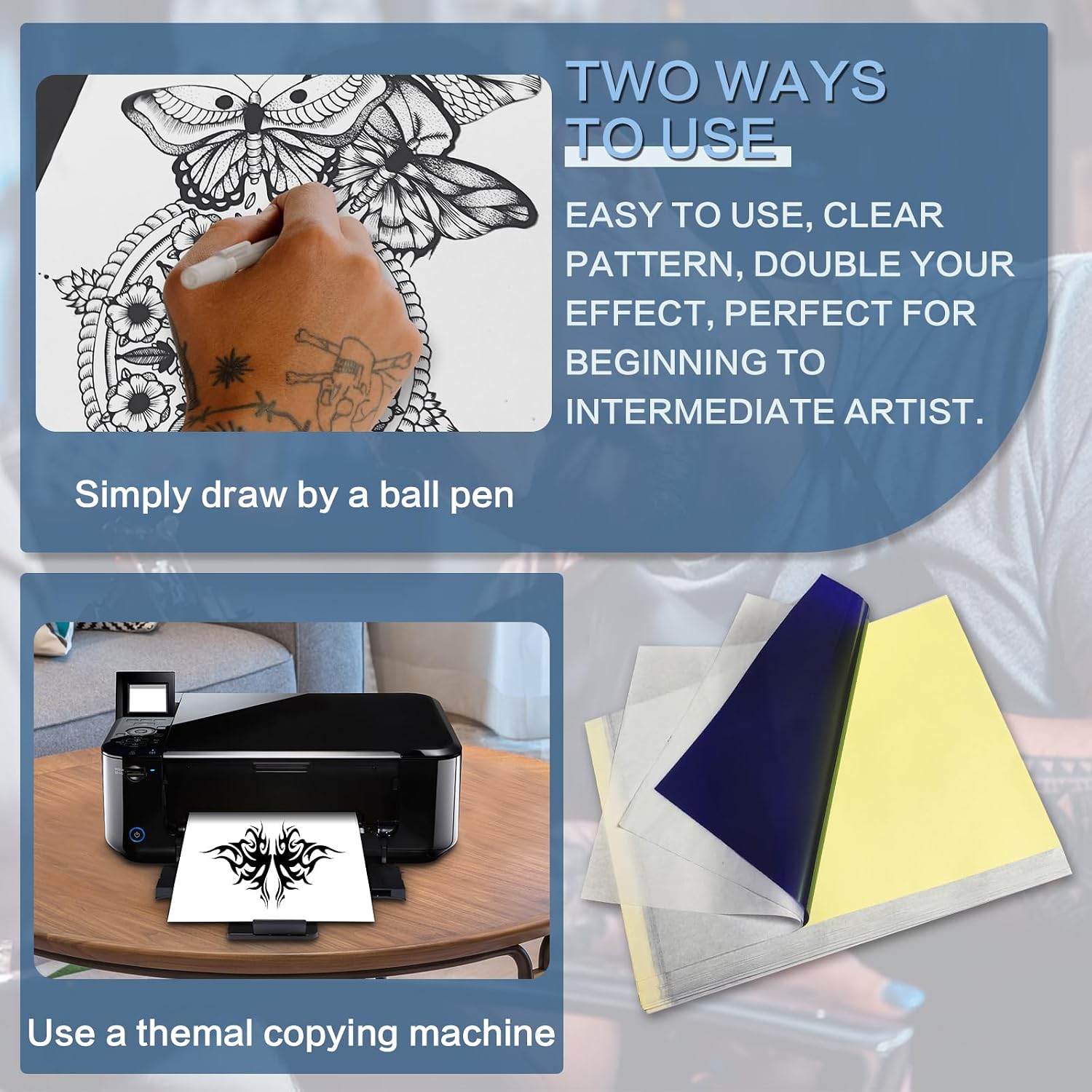 Thumbnail 4 de PIXESTT 110 Blätter Tattoo Papier A4 🖨