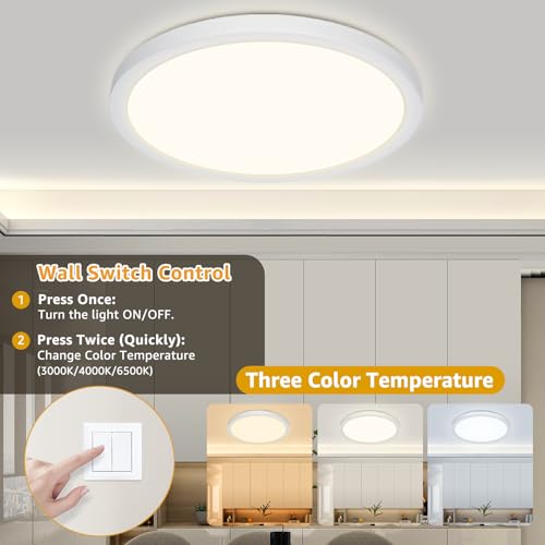 Detalle 2 de Plafón LED de Techo GREAT JACOB 24W, Ø29 cm, 3 Temperaturas de Color (3000K/4000K/6500K) – Lámpara Circular Ultra Delgada