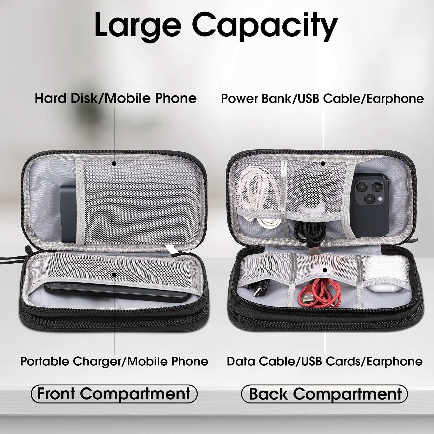 Thumbnail 4 de Travel Cable Organizer Bag, Double-Layer Electronics Case