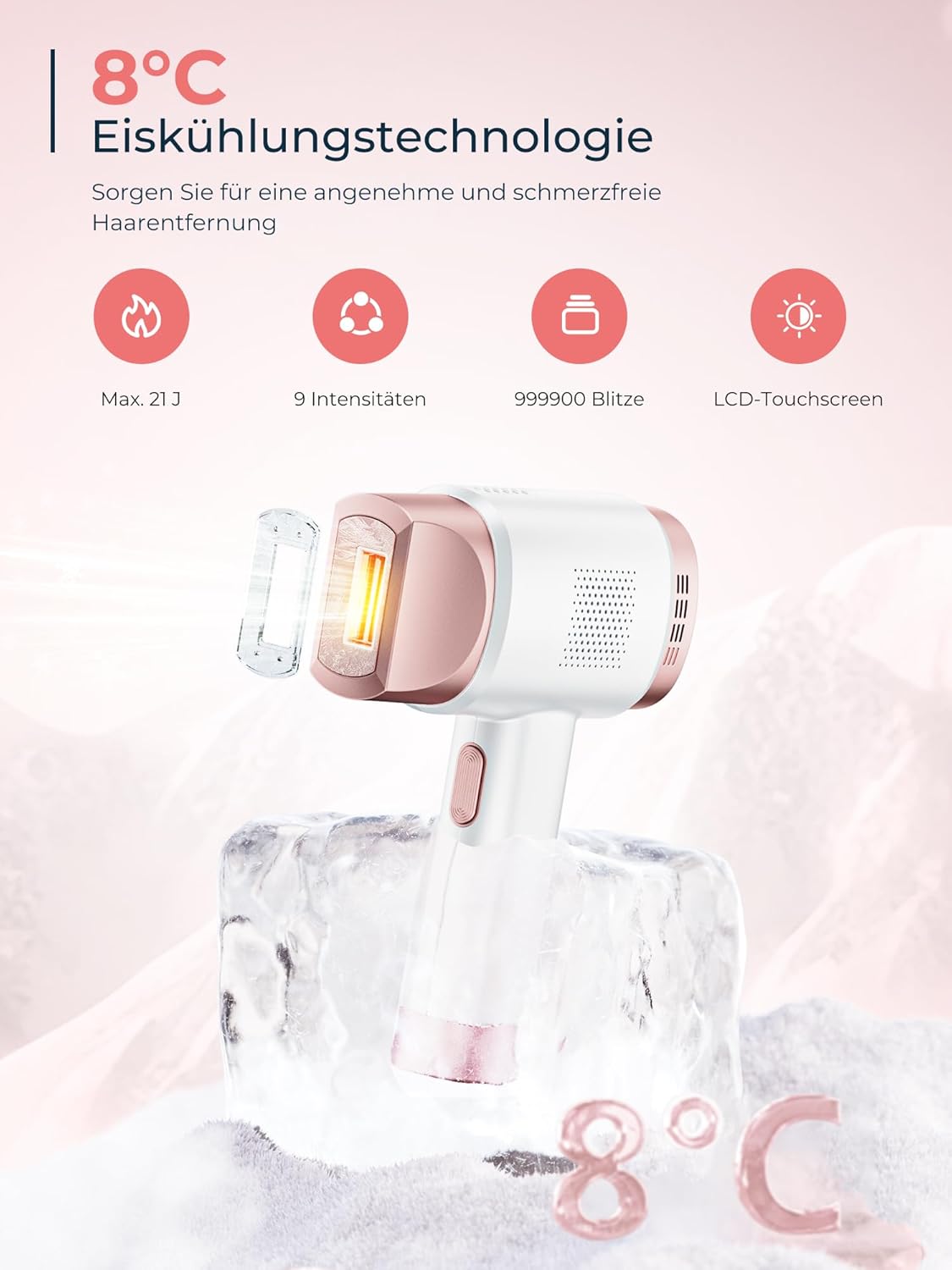 Detalle 2 de 21J IPL Haarentfernung Rose 8°C Kühlung