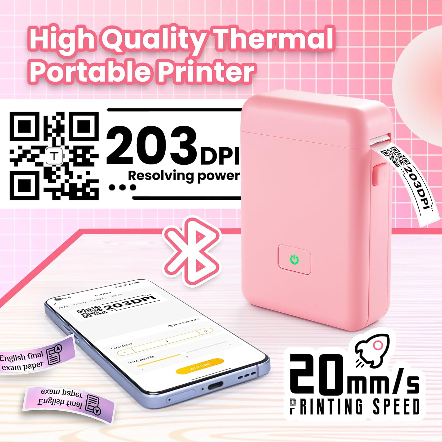 Detalle 2 de vretti Sticker Maker Mini Label Maker HP2 : imprimante étiquettes Bluetooth portable