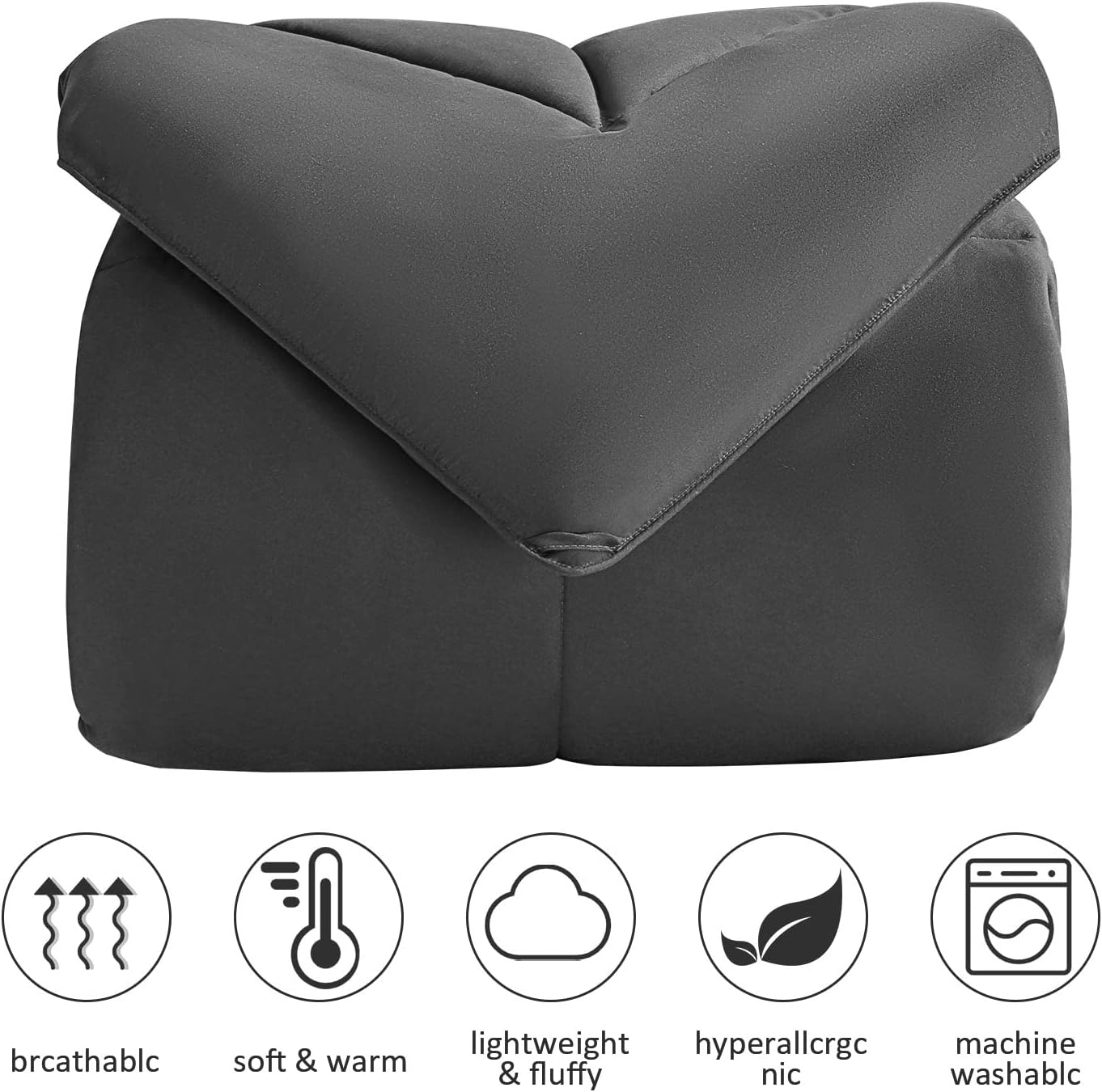 Detalle 2 de CAIMOUR CAI001 King Comforter, Grey Reversible Design, 8 Corner Tabs