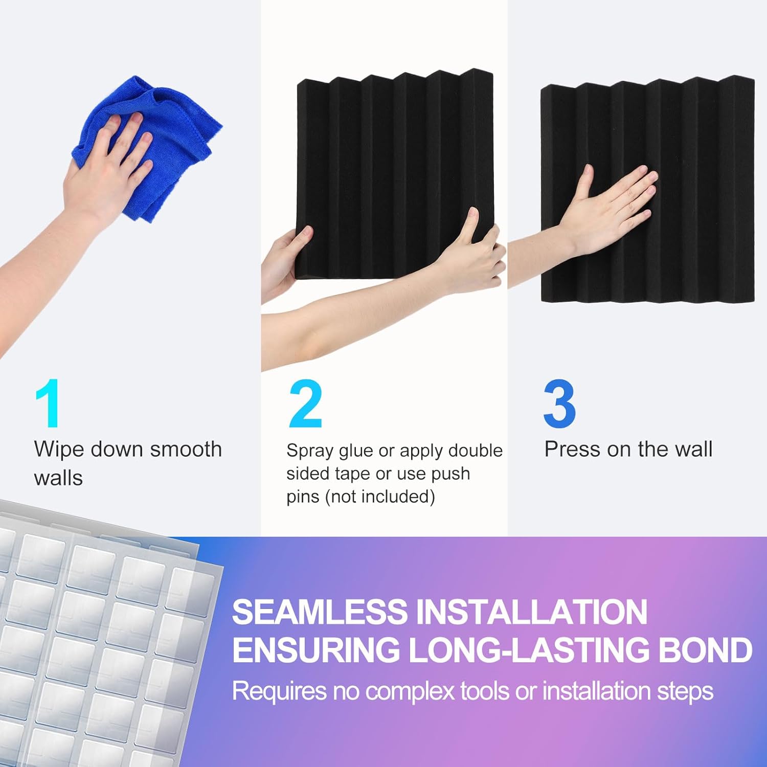 Thumbnail 4 de JBER 24 Pack Blue and Charcoal Acoustic Panels (Studio Foam Wedges) 2" thick