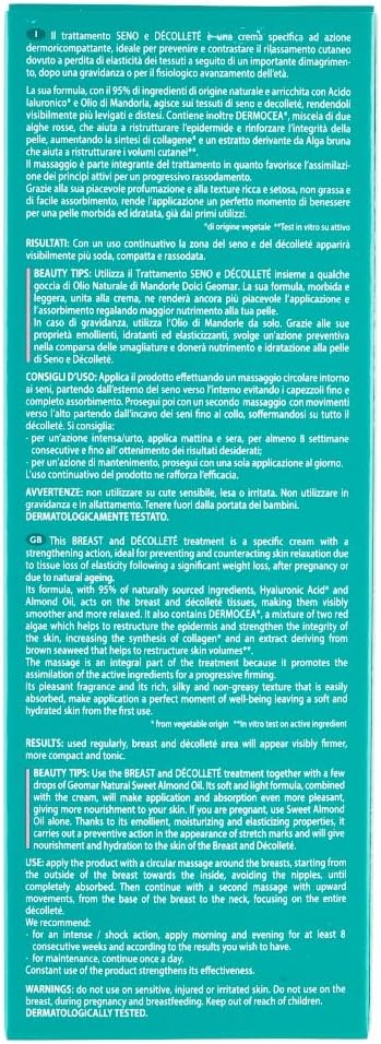 Detalle de GEOMAR Trattamento Seno e Décolleté con Acido Ialuronico e Olio di Mandorla, DERMOCEA® – 150 ml