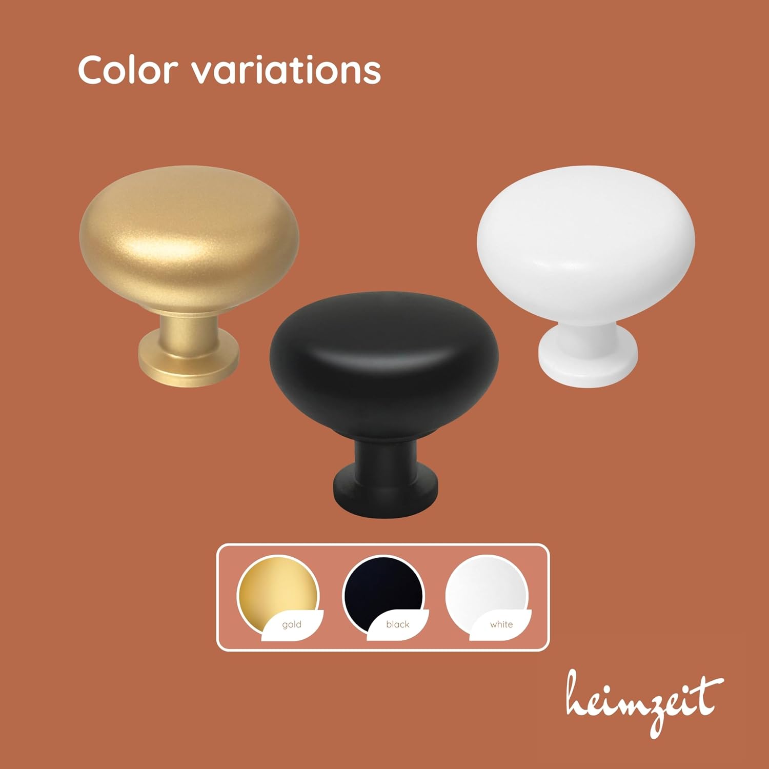 Thumbnail 3 de heimzeit Plain Cabinet Knobs, 4-Piece Aluminium Set, White Matte Finish