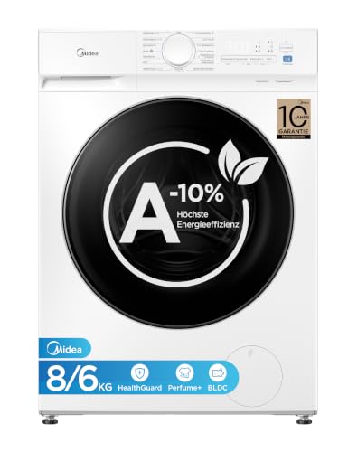 Midea Waschtrockner MFV3ED80BA10: 8/6 kg, A-10% Energieeffizienz, 15 Min Schnellwäsche