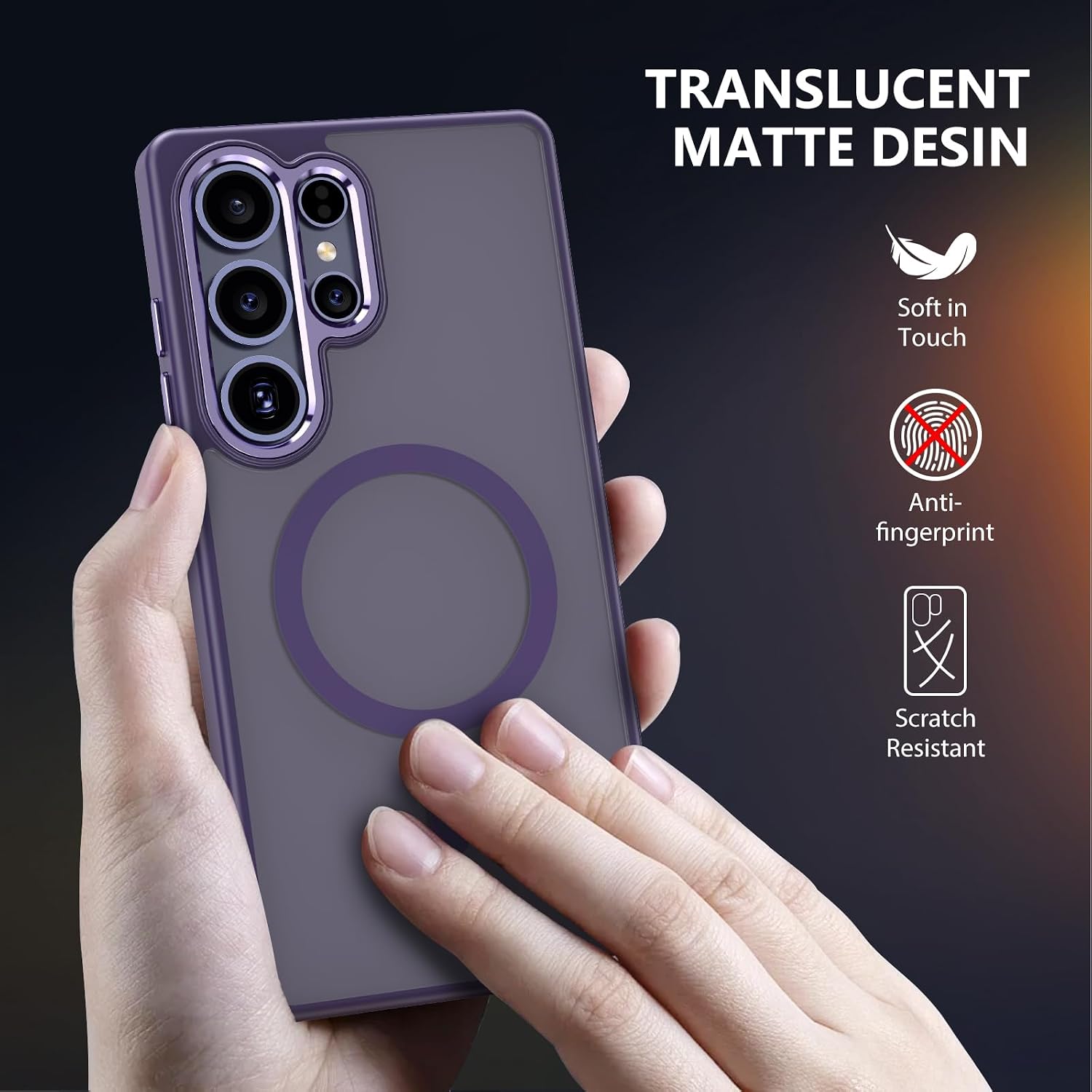 Thumbnail 2 de MATEPROX Magnetic Case for Samsung Galaxy S25 Ultra with Screen Protector – Translucent Matte, MagSafe Compatible