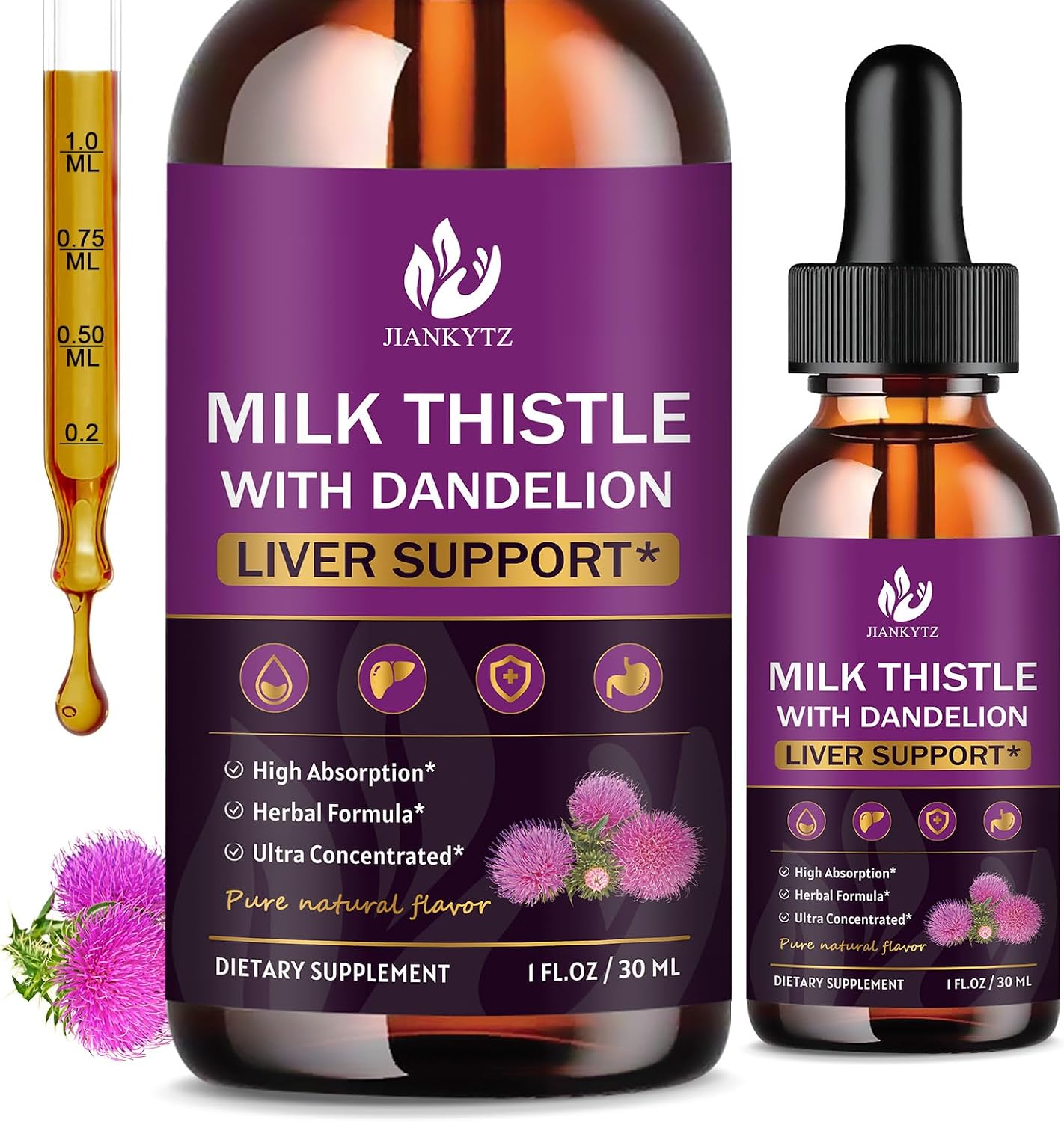 Detalle de JIANKYTZ Milk Thistle Liquid Drops, 2 mL
