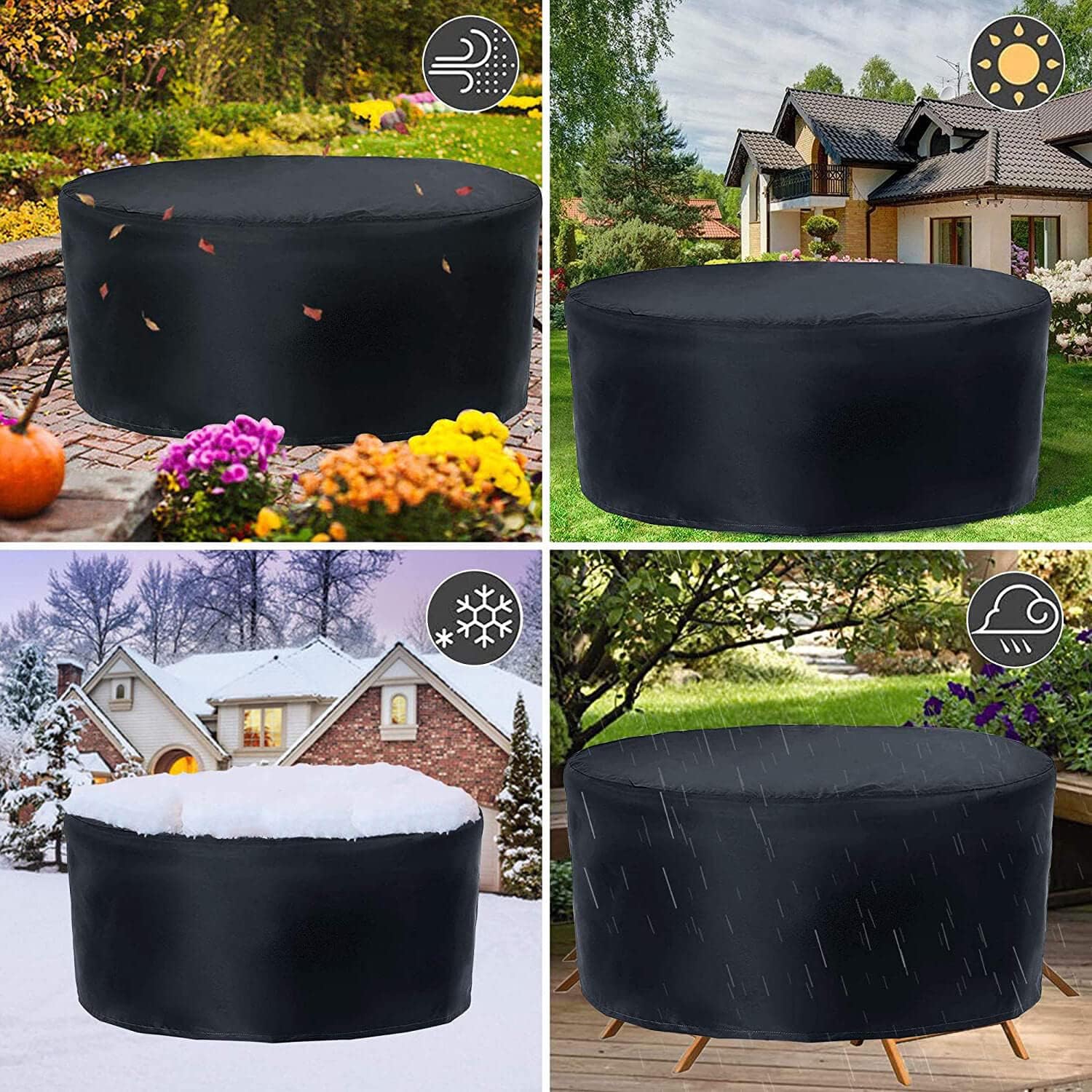 Thumbnail 6 de RICHIE Heavy Duty Round Garden Furniture Cover 180x80cm – Waterproof, Windproof & UV Protective