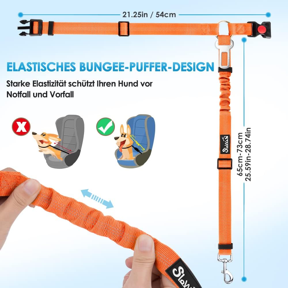 Thumbnail 6 de SlowTon Hundegurt fürs Auto (2-in-1) mit Kopfstützen-Rückhaltegurt & reflektierendem Gummiband