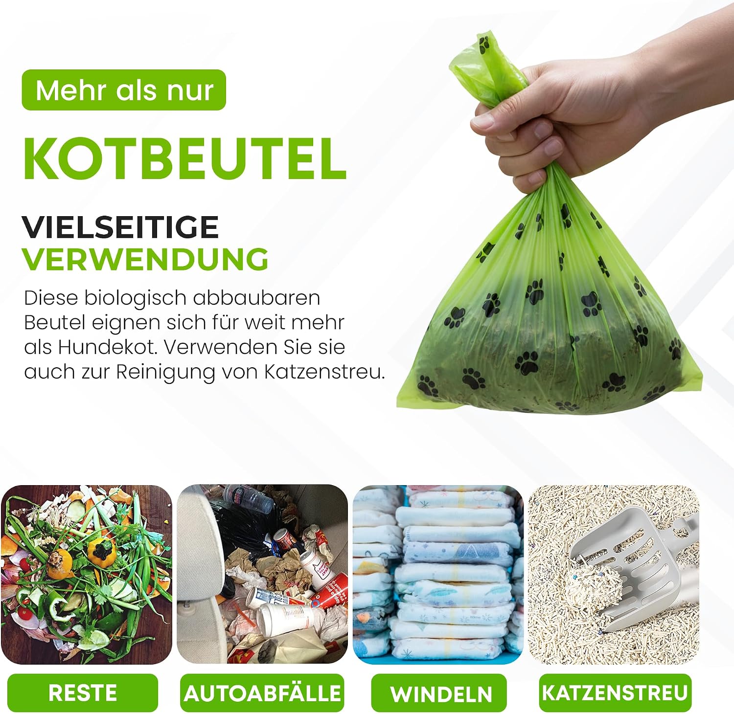 Thumbnail 4 de BI0 Hundekotbeutel mit Spender – Kompostierbare Beutel, 300 Stück inklusive Spender und Leinenclip