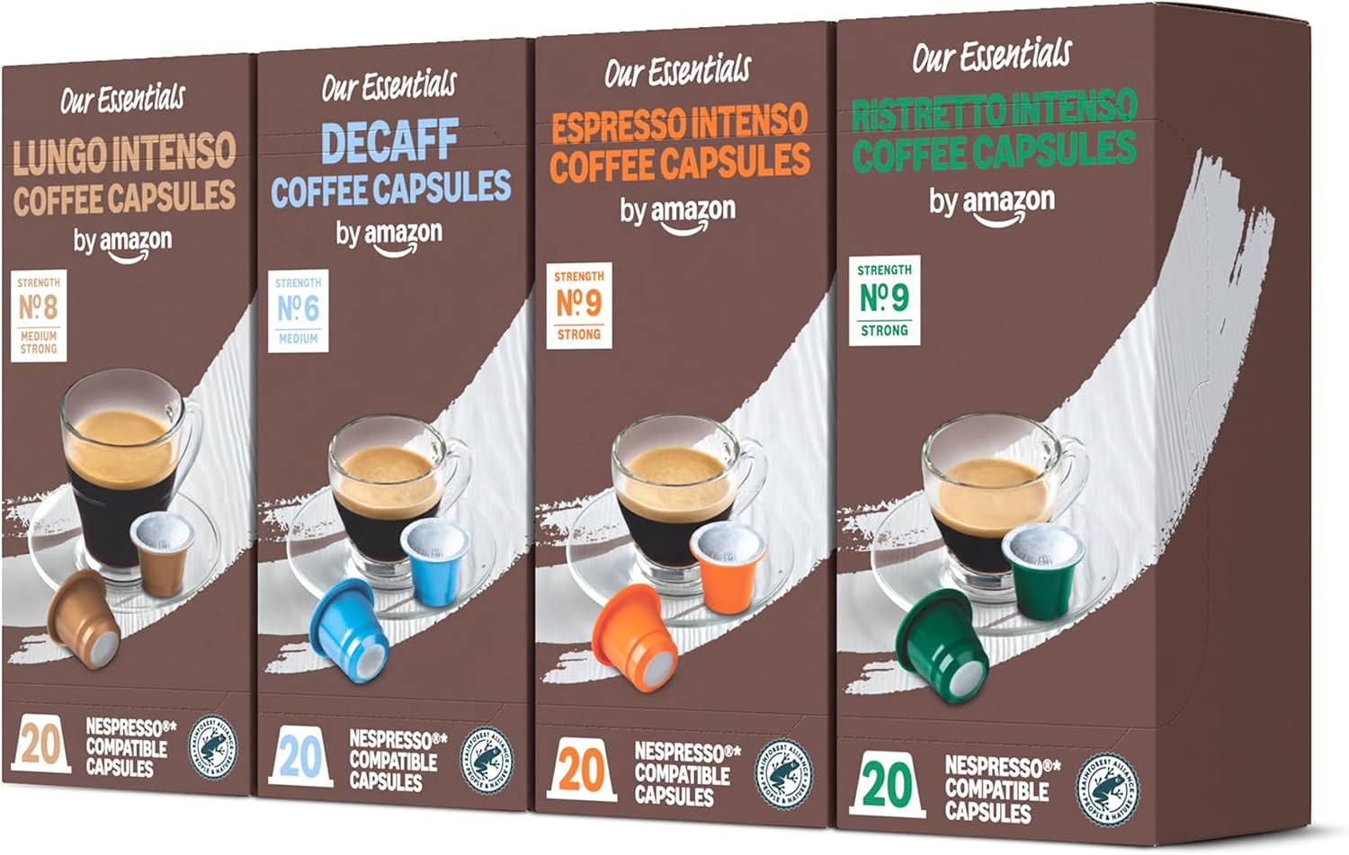 Detalle de By Amazon Capsule in Plastica di Caffè Compatibili Nespresso – Assortimento Tostatura Scura (80 capsule, Rainforest Alliance)