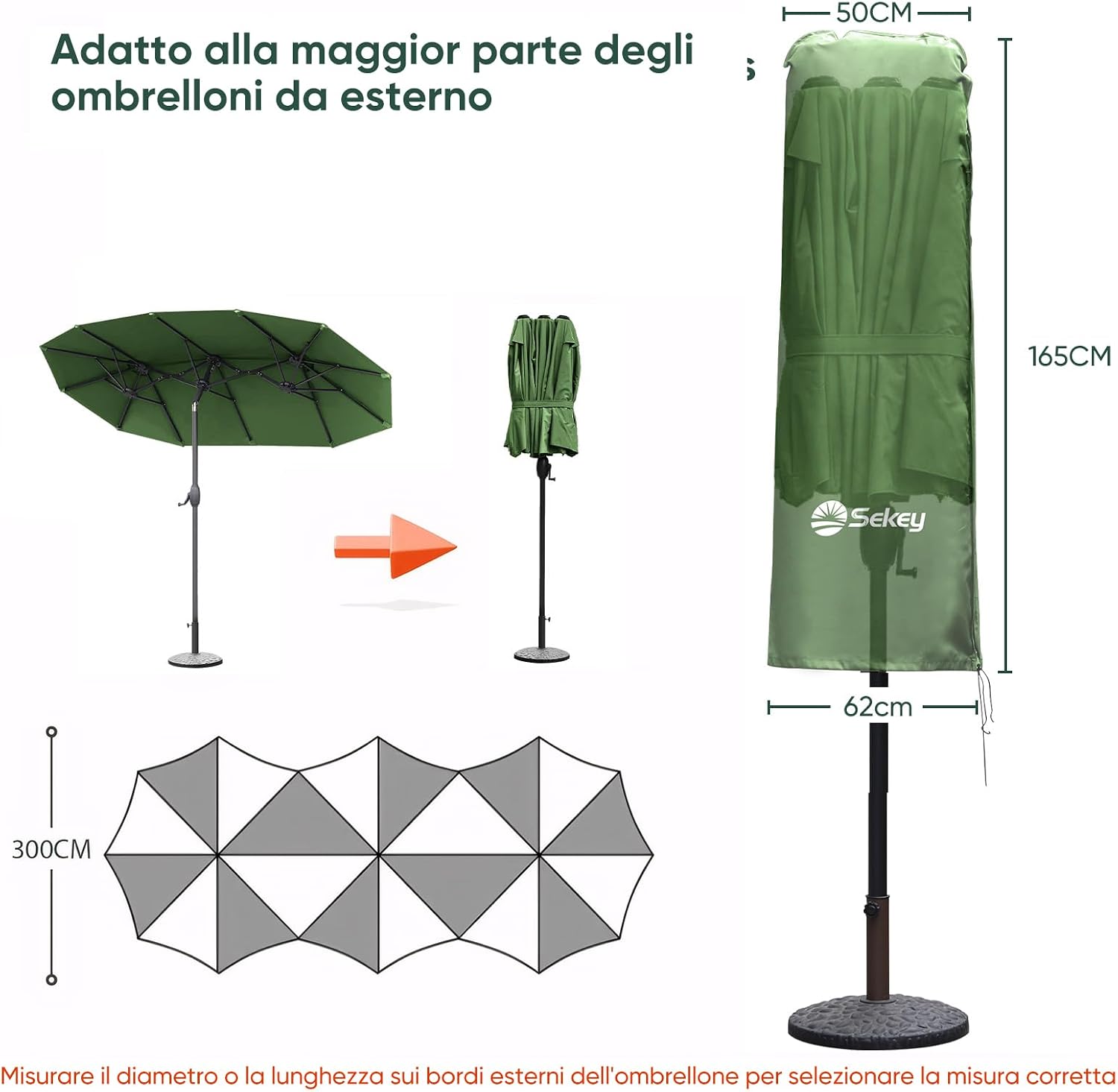 Thumbnail 1 de Sekey custodia per doppio ombrello XXL 165×50/62 cm in poliestere