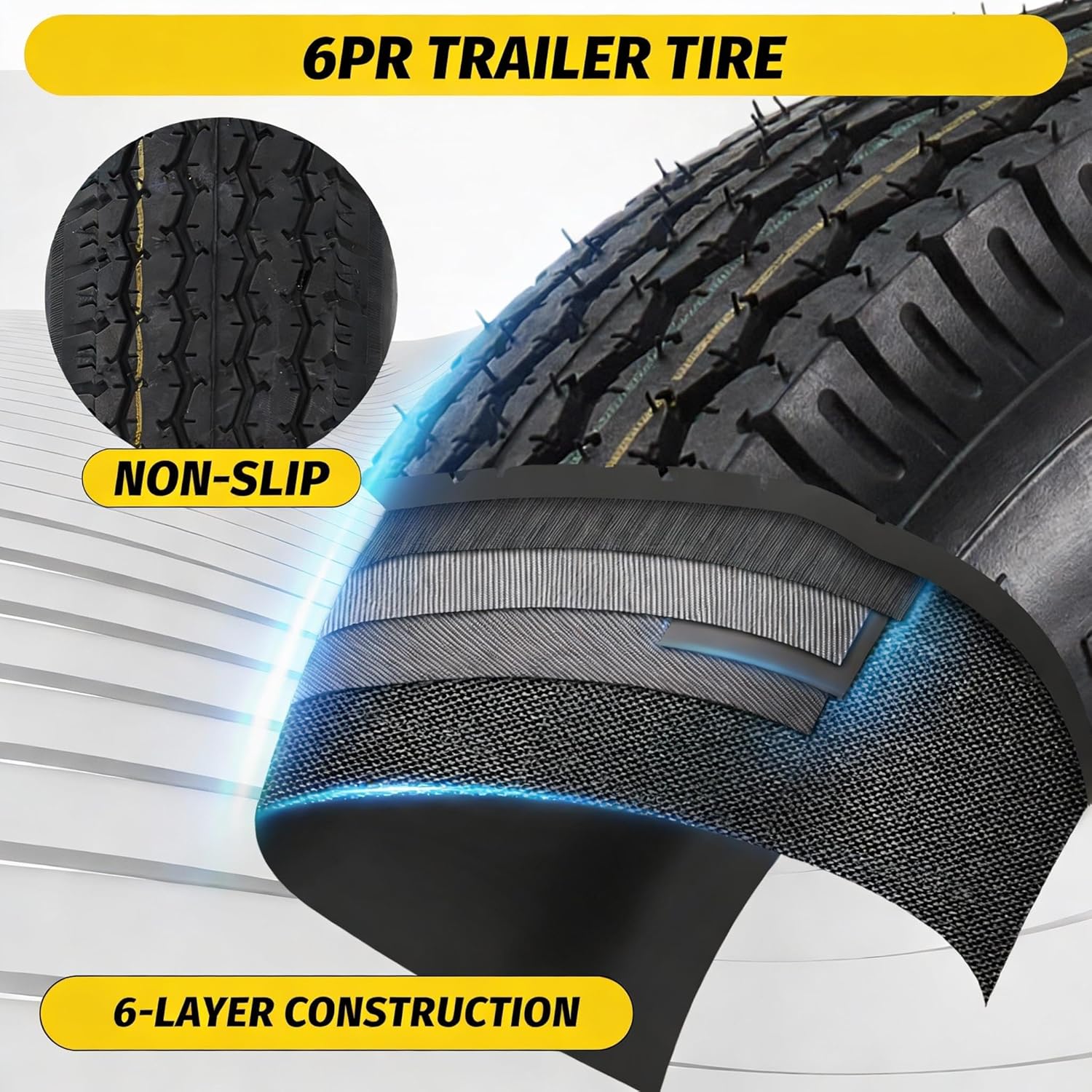 Detalle de GarveeTech 2PCS 4.80-8 Utility Trailer Tires (4 Lug) — 760 lbs max load, 90 PSI