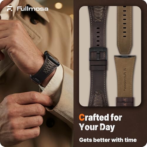 Thumbnail 3 de Fullmosa Correa de Cuero para Apple Watch Ultra 3/2/1 - 49/45/44/42 mm, Café + Negro