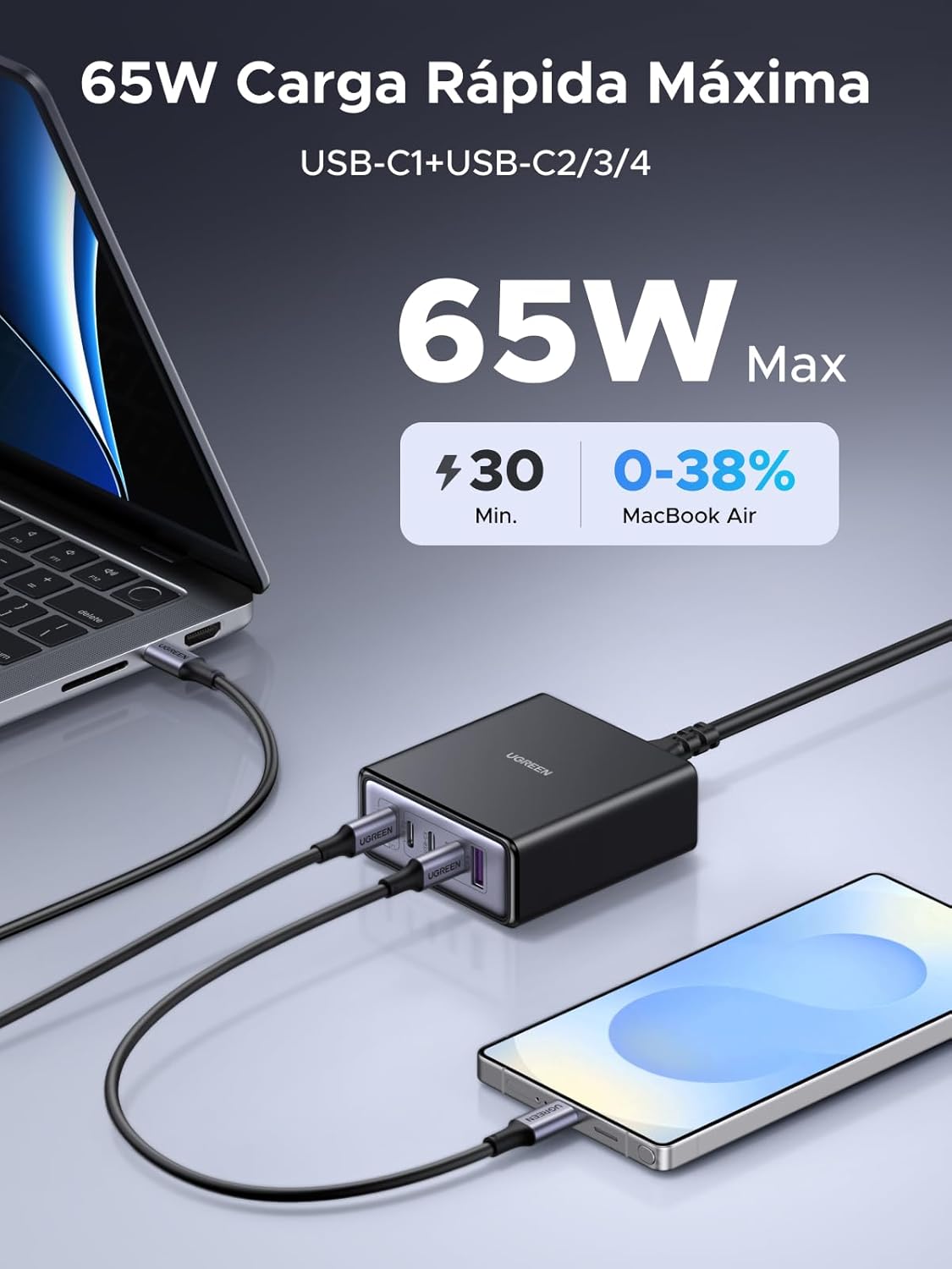Thumbnail 2 de UGREEN Cargador USB C 65W 💻 Compatibilidad con iPhone 16-8 y más
