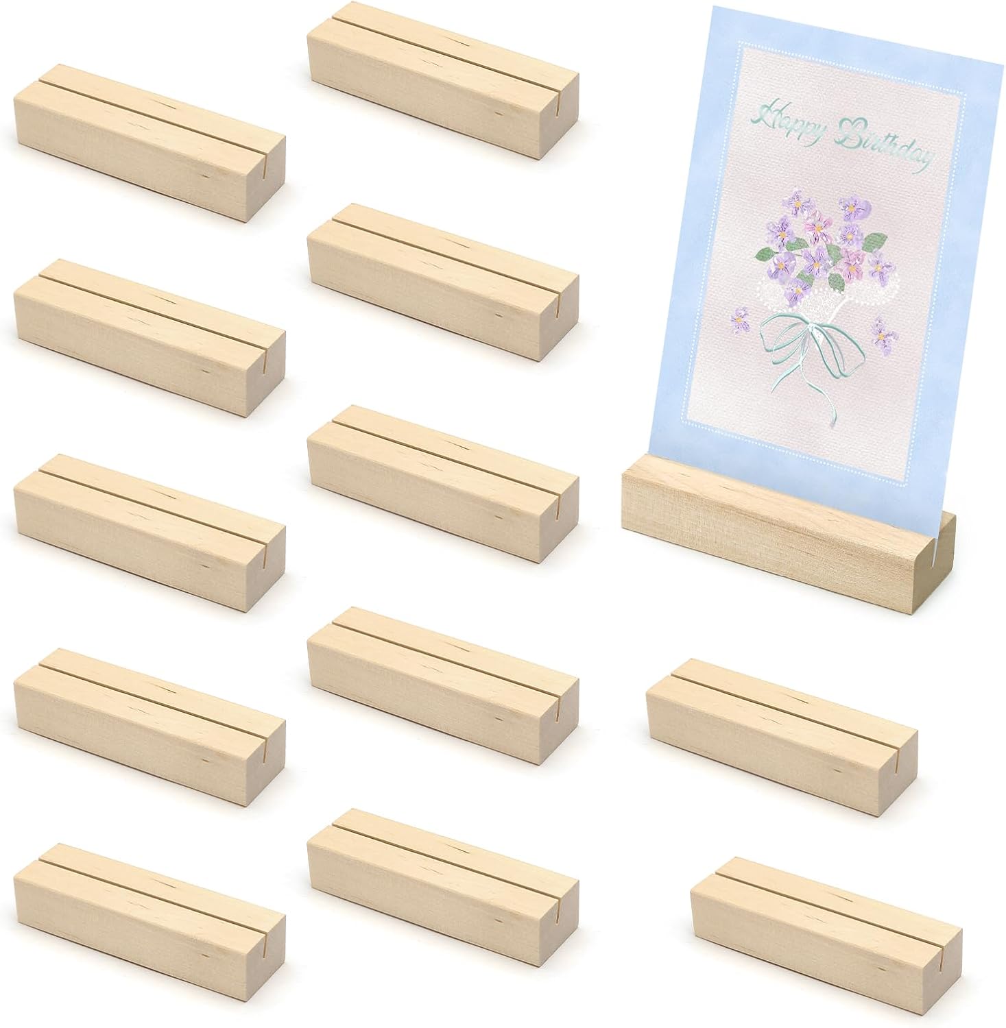 Detalle de Naler N6378-N6379 korthållare i bokträ, 12-pack för menyer och foton