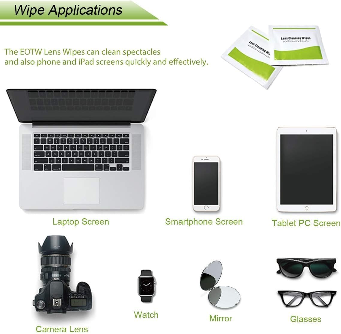 Detalle de EOTW Screen Wipes (Individually Wrapped) – 240 computer screen cleaner wipes kit