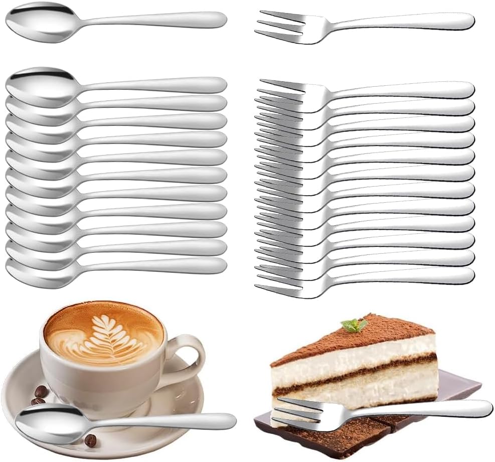 Detalle de Gohytal 1276 kaffeskedar och kakgafflar i rostfritt stål, 24 delar