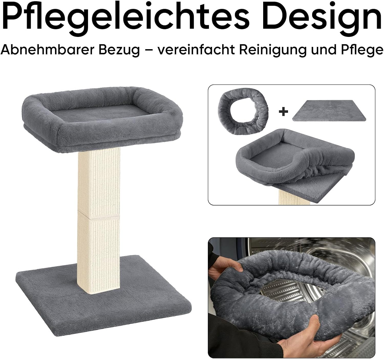 Detalle de AGYM Kratzbaum für Katzen, 81,3 cm – vertikaler Kratzbaum mit erhöhtem Bett, Sisal- und Teppich-Kratzoberfläche, grau
