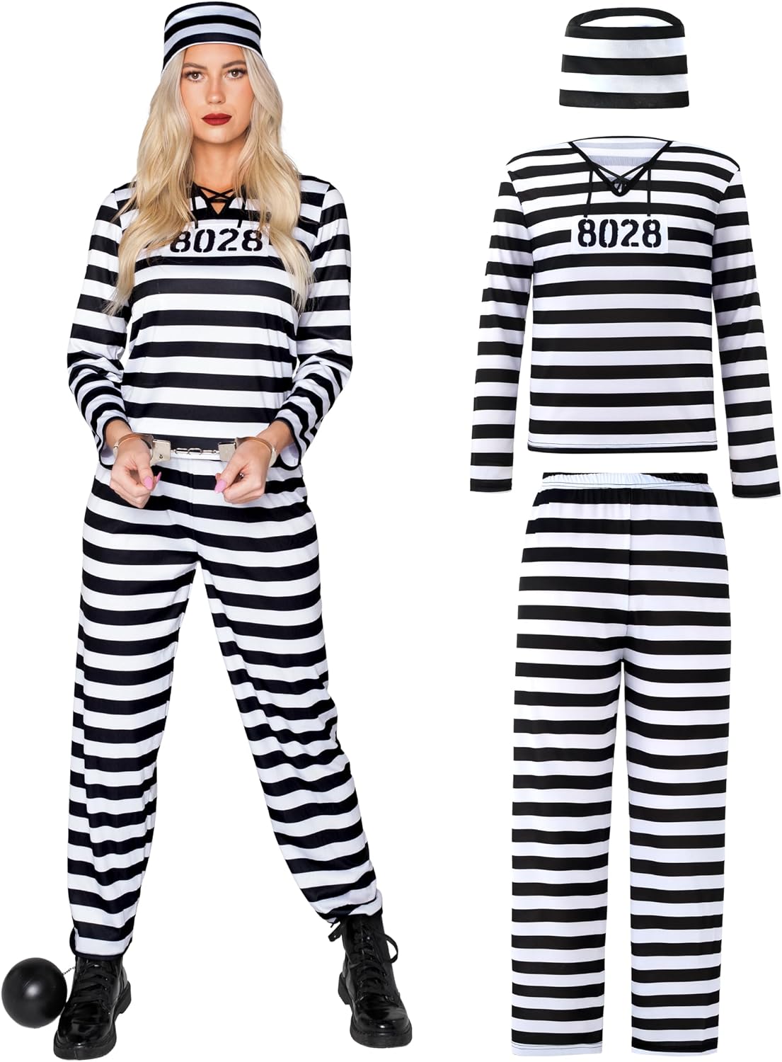 Detalle de Spooktacular Creations Jailbird Gefangenenkostüm XL 🎭