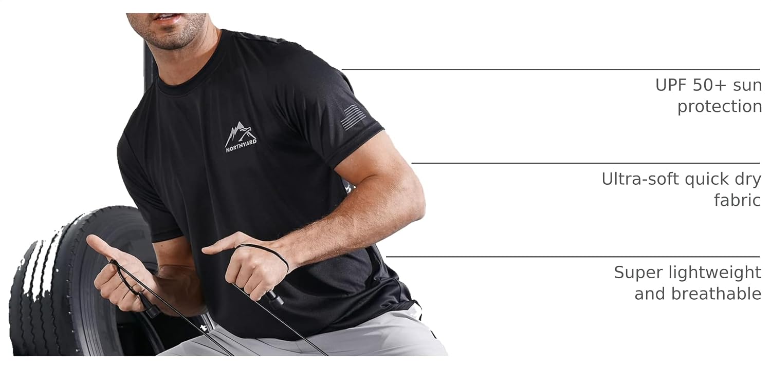 Detalle de NORTHYARD Men's UPF 50+ Sun Protection Short Sleeve Rash Guard