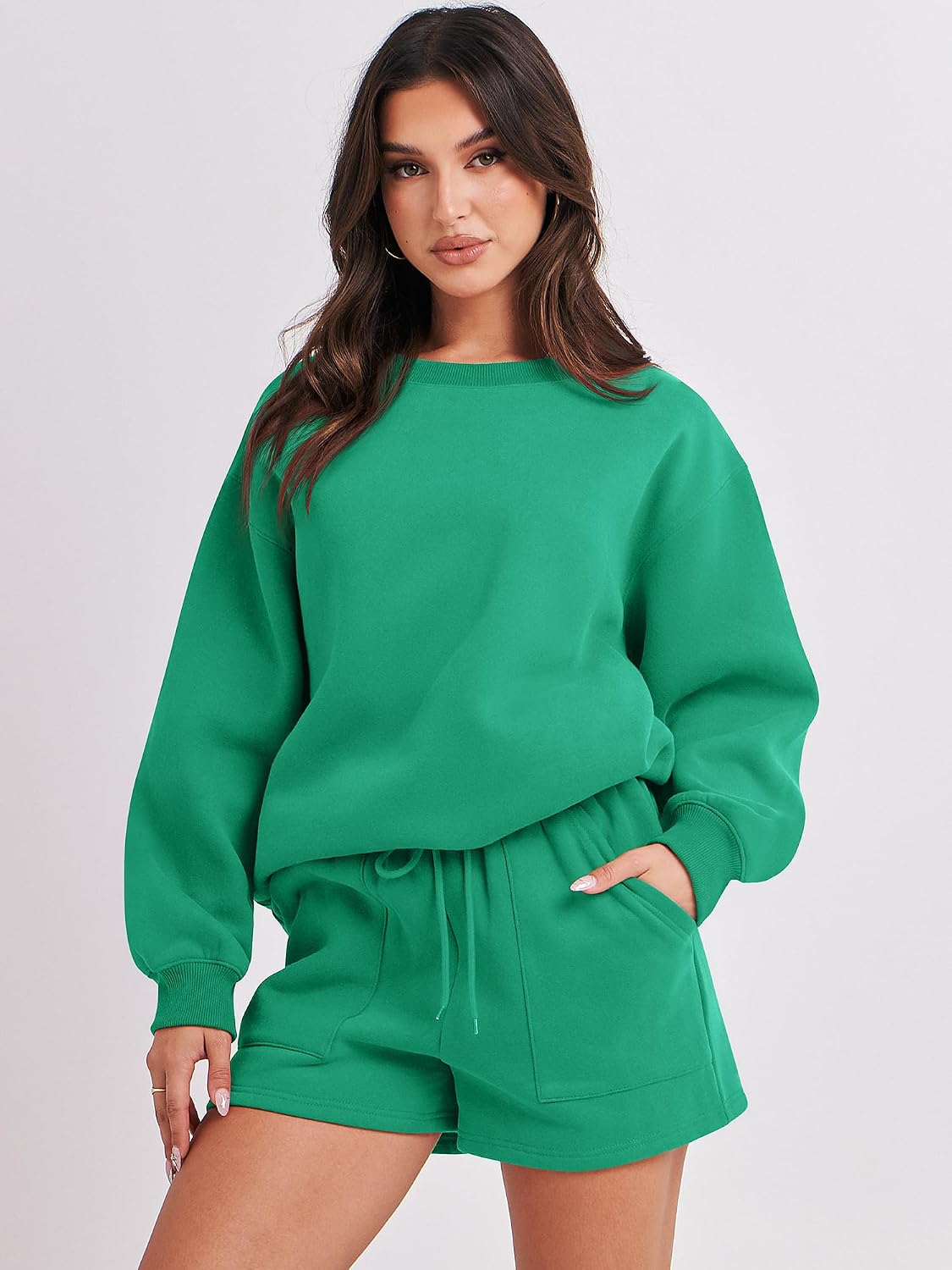 Detalle 2 de ANRABESS Women's 2-Piece Sweatshirt and Shorts Set