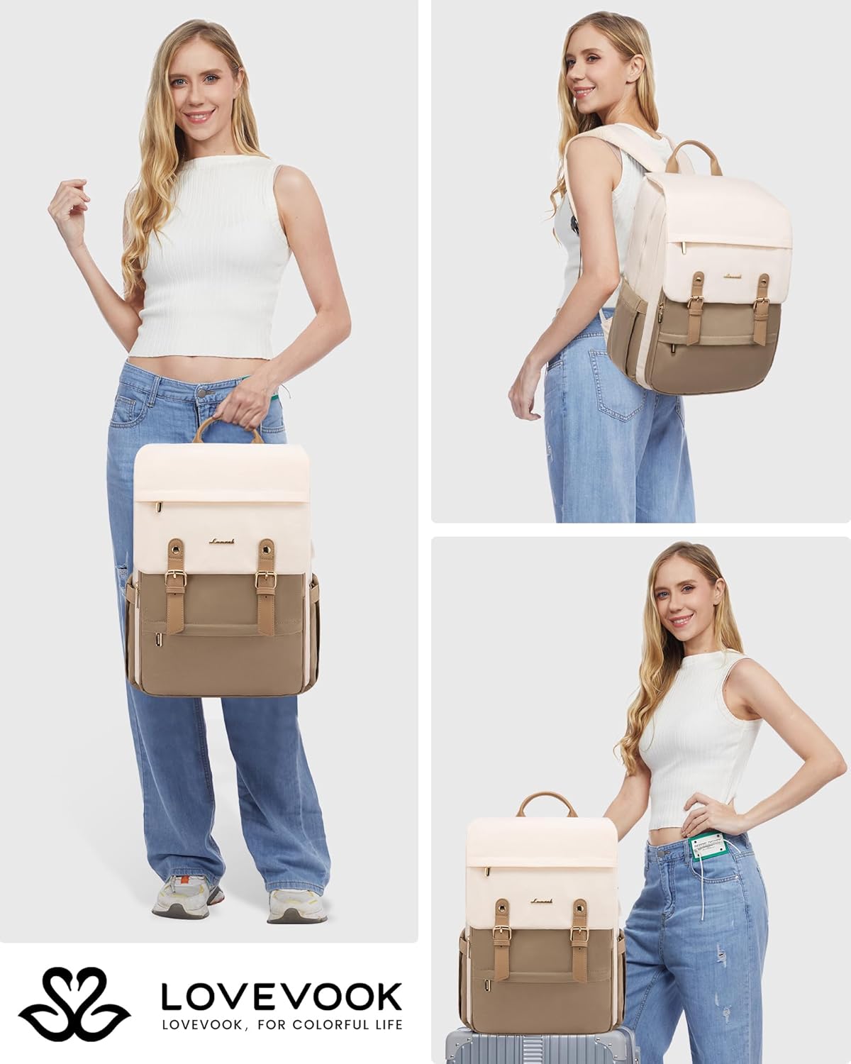 Thumbnail 6 de LOVEVOOK Zaino Porta PC Donna 15,6" Impermeabile: design classico, sicurezza antifurto e porta USB